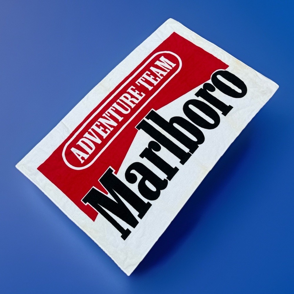 Marlboro Adventure Team Beach Towel 56x35 OSFA Vintage 90s Summer Terry Cloth